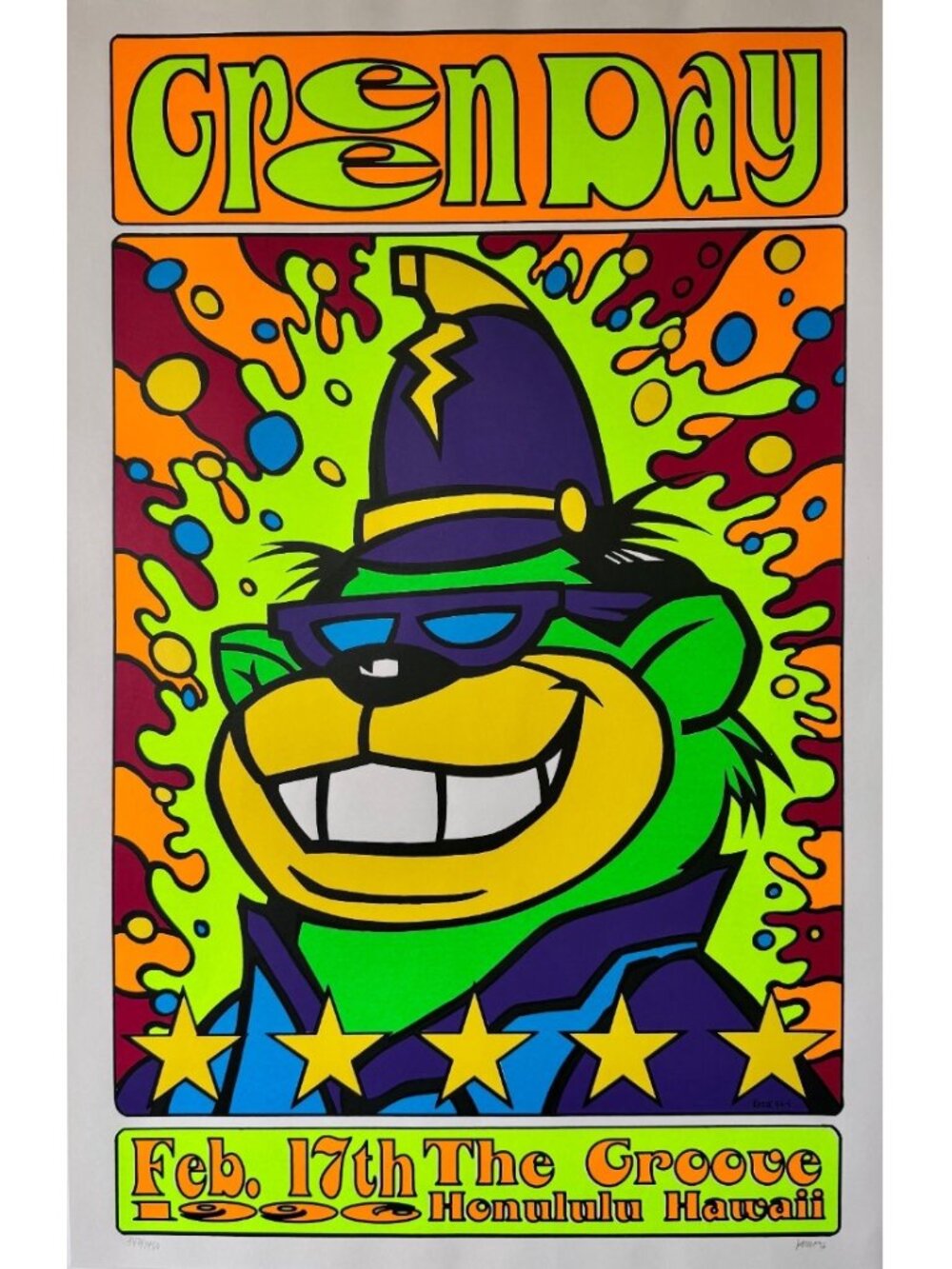 New- Green Day 1996 Signed & Numbered Poster Frank Kozik The Groove Honolulu, HI